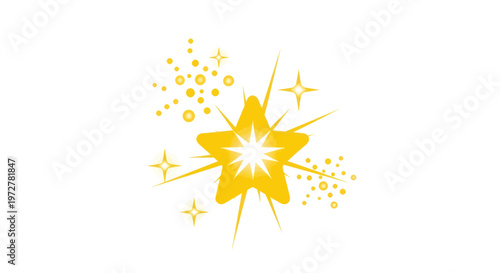 Bright Golden Starburst Sparkle and Shine Effect on White Background