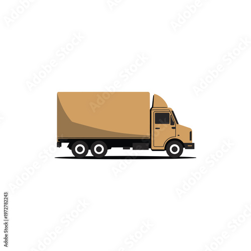 Vector of a yellow delivery truck with a cargo box