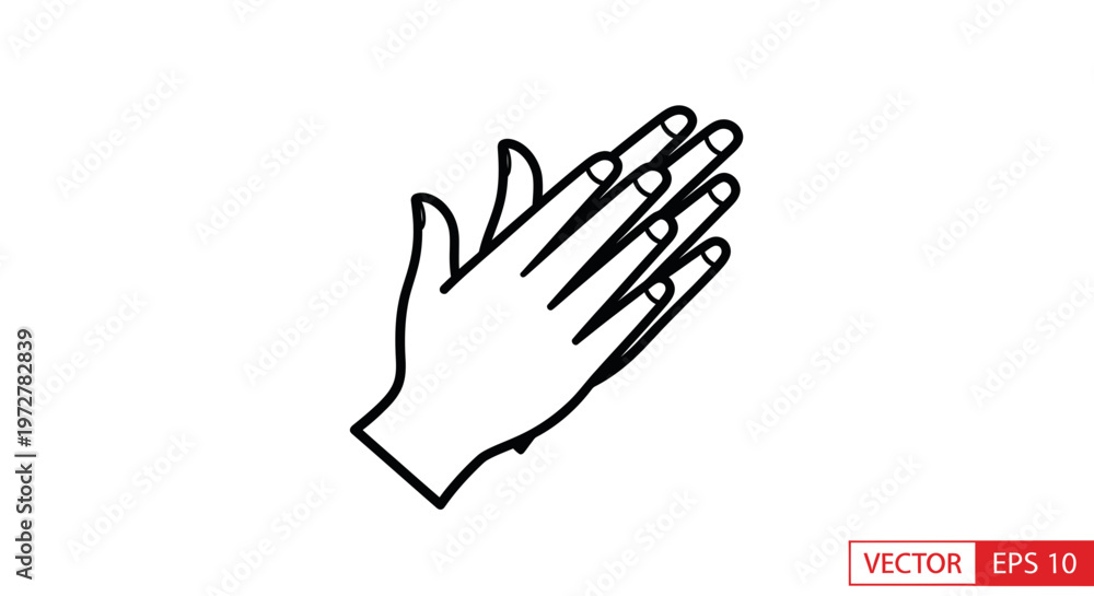 Obraz premium Clapping Hands Icon, Applause Gesture, Simple Line Art