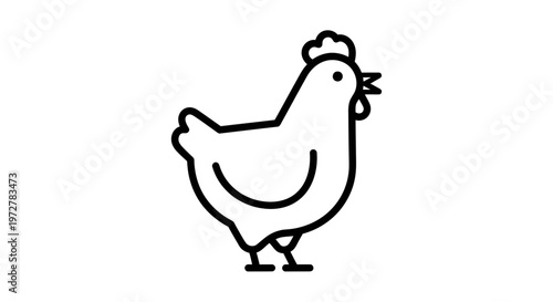 Chicken Hen Line Icon Vector Illustration Isolated on White Background for Farm and Poultry Branding
