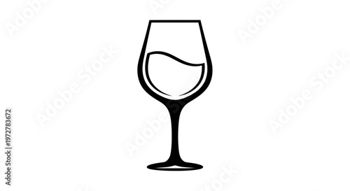 Minimalist Wine Glass Icon Vector Illustration Isolated on White Background