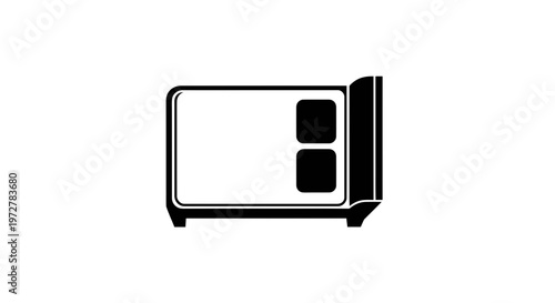 Minimalist Double Bed Icon Top View Vector Illustration - Black and White Bedroom Furniture Symbol