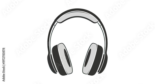 Minimalist Vector Illustration of Over-Ear Wireless Headphones Isolated on White Background
