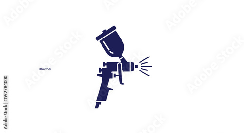 Dark Blue Spray Gun Icon Spraying Paint, Isolated on White Background, Minimalist Design