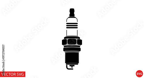 Spark Plug Silhouette Icon, Automotive Engine Part, Isolated Vector Graphic