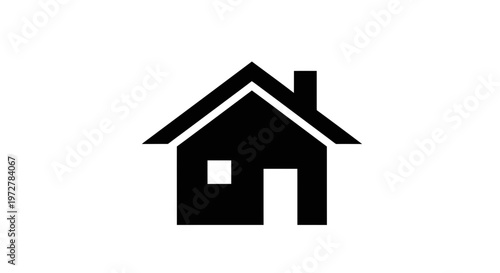 Simple black house icon isolated on white background, vector illustration of a residential home symbol for real estate and housing concepts.