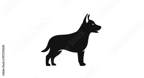 German Shepherd Dog Silhouette, Belgian Malinois Vector Icon Isolated on White Background for Logo or Graphic Design