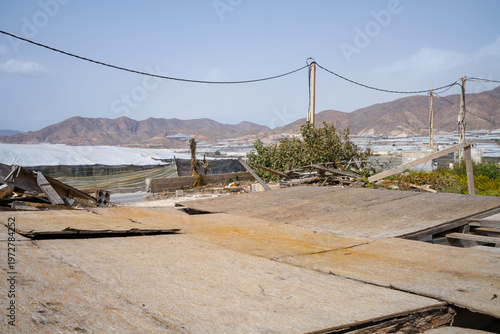 industry texture landscape dry mountain abandoned land chaos skyline plastic sea agriculture invernaderos - Poniente Almeriense - Abdera, Almería, Spain - 2025