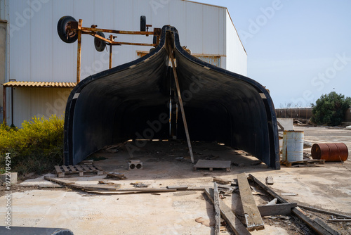 waste shelter boat reuse construction hull shape industry architecture collapse business end fail travel old storage - Poniente Almeriense - Abdera, Almería, Spain - 2025