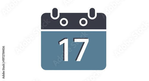 Calendar Icon Showing Number 17 for Date Schedule and Appointment Planning