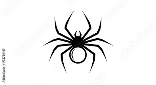 Black Spider Silhouette Vector Illustration Isolated on White Background, Arachnid Icon Design