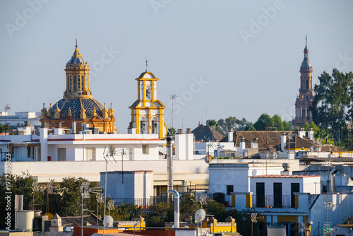 cityscape skyline religion architecture church cathedral spirituality tower sunlight modern urban texture city - Seville, Andalusia, Spain - 2025