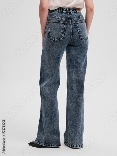 Fashion shooting in studio . Professional model , fashionable clothes and style, new collection. stylish look	