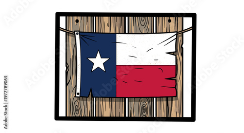 Rustic texas flag on wooden wall with vintage style and bold colors