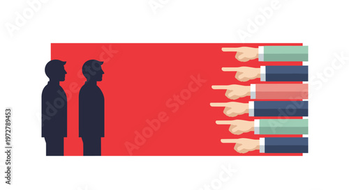 Concept of blame and criticism with pointing fingers and silhouetted
