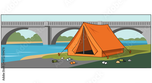 Camping by the river with litter: environmental awareness and outdoor