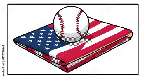 Baseball on american flag: symbol of heritage and national pastime