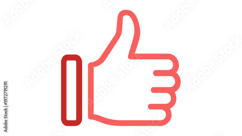 Red gradient thumbs up line icon vector illustration. Minimalist flat design for social media like button, approval, success, agreement, and positive feedback. Scalable AI-generated graphic.