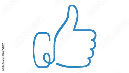 Blue line art vector icon illustration of a thumbs up hand gesture symbolizing approval, success, agreement, and positive feedback. Minimalist flat design for web and mobile UI apps. AI-generated.