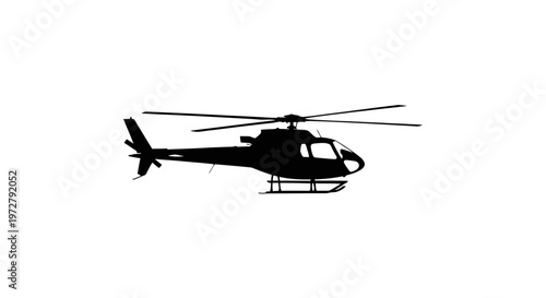 Helicopter Silhouette Vector Illustration - Rotorcraft Icon Isolated on White Background