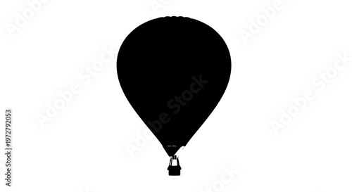 Vector Silhouette of a Classic Hot Air Balloon with Round Envelope Design