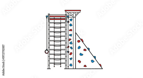 Training Obstacle Wall Vector Illustration for Military and Fitness Drills Isolated on White Background