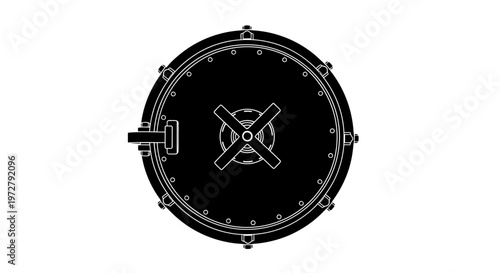 Underground Bunker Hatch Entrance Vector Silhouette Isolated on White Background