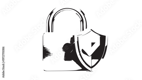 Vector illustration of a padlock and key security icon