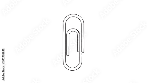 A macro close-up of a silver metallic steel paper clip isolated on a white background, a common metal office fastener and business stationery tool used as an equipment attachment for supplies