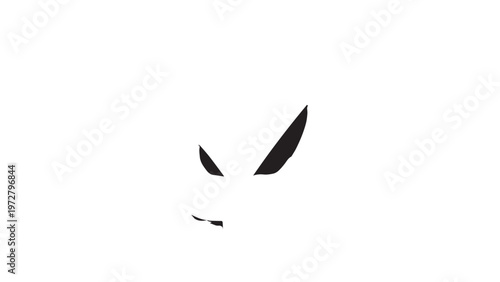 Black vector silhouette of a flying eagle wing icon for a nature bird logo design or tattoo illustration