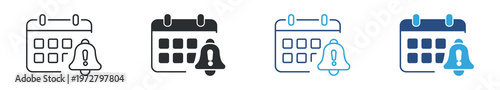 Calendar Reminder Icon Set, Schedule Alert and Notification, Event Management Concept Icons