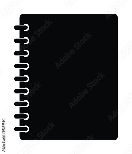 Vector spiral-bound notebook with a clean, minimalist design and white spiral binding