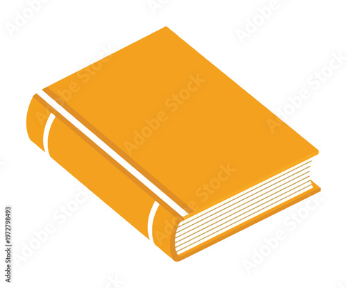 Vibrant orange vector of a closed hardcover book with a clean design