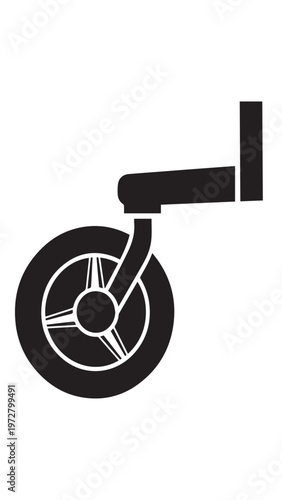 Vintage vector illustration of a disabled parking sign and wheelchair icon silhouette featuring a cycling bicycle, tricycle toy, and sport bike transport symbol design