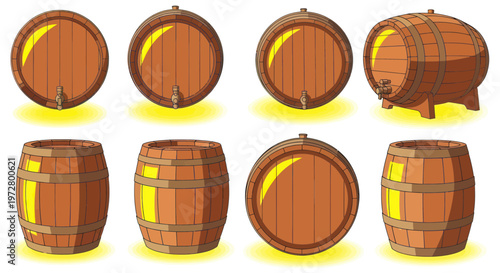 Collection of Wooden Barrels - Various Angles and Styles