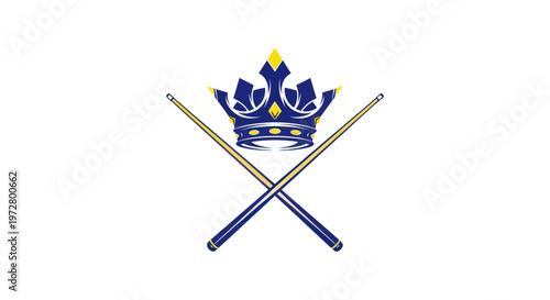 Royal Crown and Crossed Pool Cues Emblem