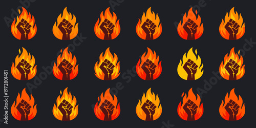 Fiery Fists Pattern: Dynamic Symbol of Solidarity Power and Resistance