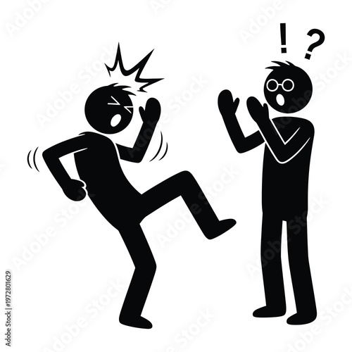 Vector of two people arguing with one person shouting and the other looking shocked