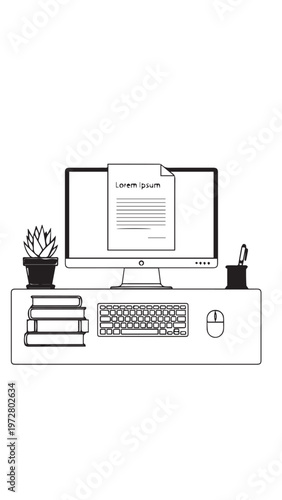 Computer and Laptop Setup on Office Desk