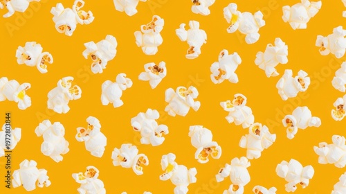 Flat design popcorn background pattern in white and yellow