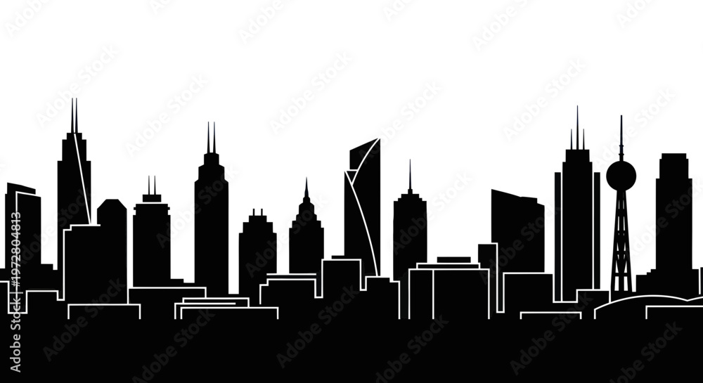 Fototapeta premium Modern City Skyline Silhouette