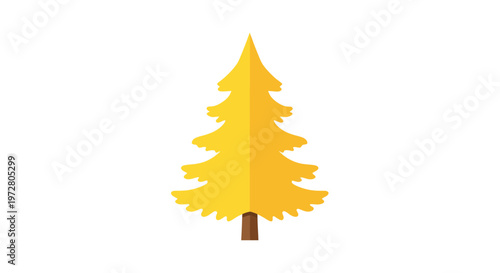 Stylized Yellow Evergreen Tree Icon Isolated on White Background