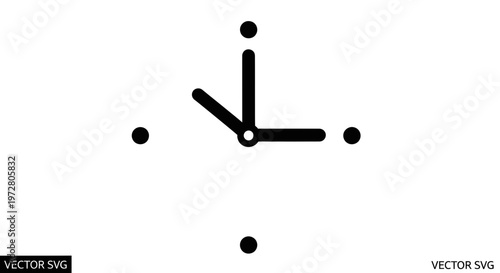 Minimalist Clock Icon, Time Concept, Vector Graphic