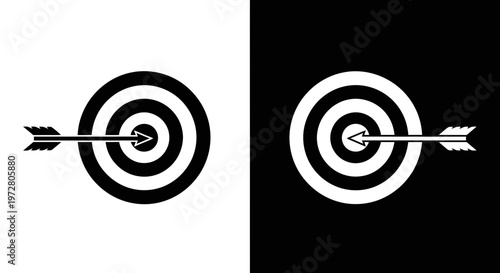 Target and Arrow Icon - Success, Goal Achievement, Precision, Focus, Competition