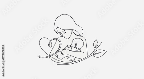 Woman holding baby in heart.