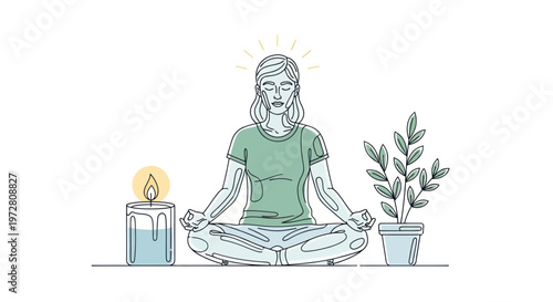 Woman Sitting in Meditation Posture.