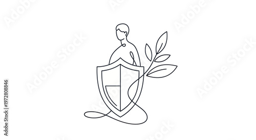 Person Holding a Protective Shield Symbol.