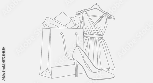 Fashionable dress and high heel shoe.