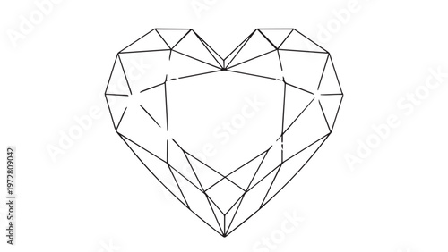 Shiny blue crystal diamond heart vector illustration isolated on white background as a luxury gemstone jewel symbol of love