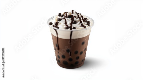 Rich Chocolate Bubble Tea with Whipped Cream